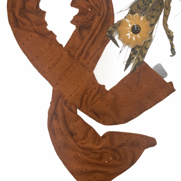 Zazou Luxe Autumn Eyelet Knit Scarf Cinnamon NWT - Picture 2 of 9